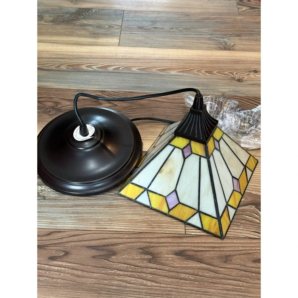 Craftsman Tiffany Glass Instant Pendant Light 11x11x10